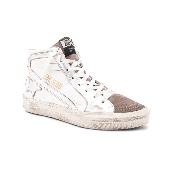 Golden Goose White and Brown High-Top Sneakers - Picture 13 of 15